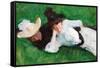 Two Girls on a Lawn.-John Singer Sargent-Framed Stretched Canvas