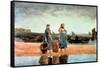 Two Girls on the Beach, Tynemouth, 1891-Winslow Homer-Framed Stretched Canvas