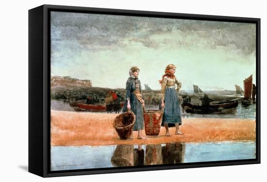 Two Girls on the Beach, Tynemouth, 1891-Winslow Homer-Framed Stretched Canvas