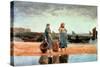 Two Girls on the Beach, Tynemouth, 1891-Winslow Homer-Stretched Canvas