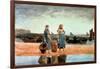 Two Girls on the Beach, Tynemouth, 1891-Winslow Homer-Framed Giclee Print