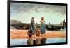 Two Girls on the Beach, Tynemouth, 1891-Winslow Homer-Framed Giclee Print