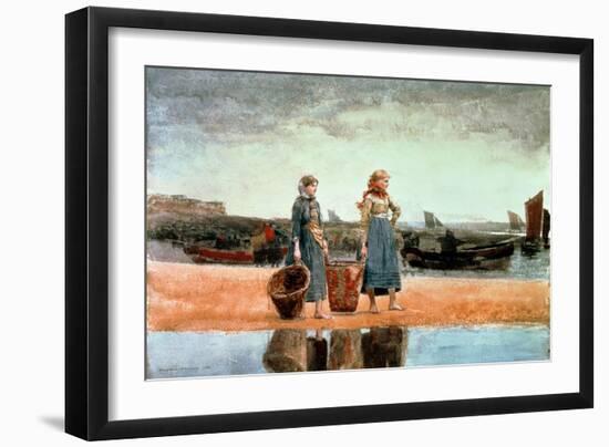 Two Girls on the Beach, Tynemouth, 1891-Winslow Homer-Framed Giclee Print