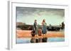 Two Girls on the Beach, Tynemouth, 1891-Winslow Homer-Framed Giclee Print