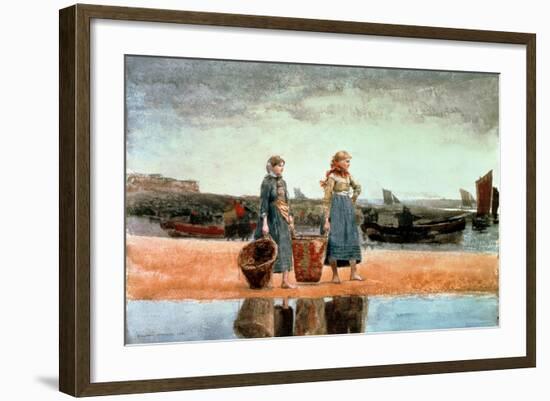 Two Girls on the Beach, Tynemouth, 1891-Winslow Homer-Framed Giclee Print