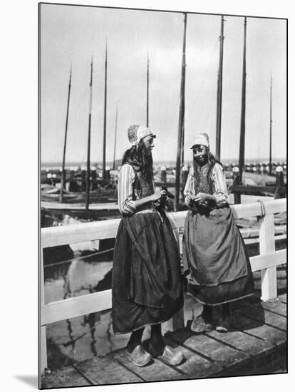 Two Girls on the Landing Stage, Marken, Netherlands, C1934-null-Mounted Giclee Print