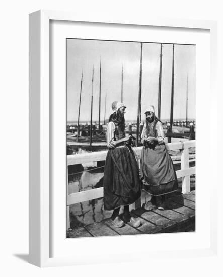 Two Girls on the Landing Stage, Marken, Netherlands, C1934-null-Framed Giclee Print