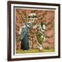 Two Girls Picking Apples from a Tree-Kate Greenaway-Framed Art Print