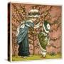 Two Girls Picking Apples from a Tree-Kate Greenaway-Stretched Canvas