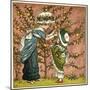 Two Girls Picking Apples from a Tree-Kate Greenaway-Mounted Art Print
