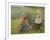 Two girls picking flowers-Axel Hjalmar Ender-Framed Giclee Print