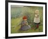 Two girls picking flowers-Axel Hjalmar Ender-Framed Giclee Print