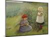 Two girls picking flowers-Axel Hjalmar Ender-Mounted Giclee Print