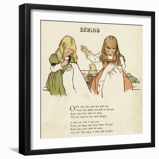 Two Girls Sewing-Margaret Wendell Huntington-Framed Premium Photographic Print