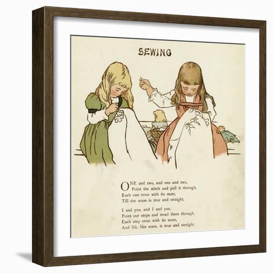 Two Girls Sewing-Margaret Wendell Huntington-Framed Photographic Print