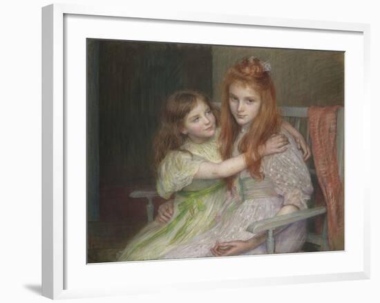 Two Girls Sitting on a Bench-Louise-Cathérine Breslau-Framed Giclee Print