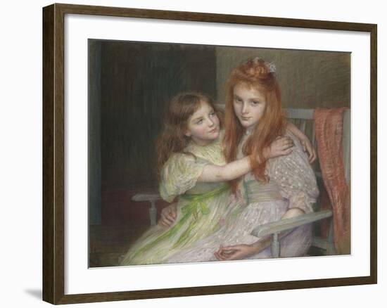 Two Girls Sitting on a Bench-Louise-Cathérine Breslau-Framed Giclee Print