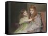 Two Girls Sitting on a Bench-Louise-Cathérine Breslau-Framed Stretched Canvas