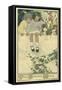 Two Girls Sitting on Garden Wall-Jessie Willcox-Smith-Framed Stretched Canvas