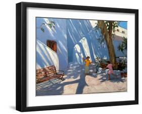 Two Girls Skipping, Mykonos-Andrew Macara-Framed Giclee Print