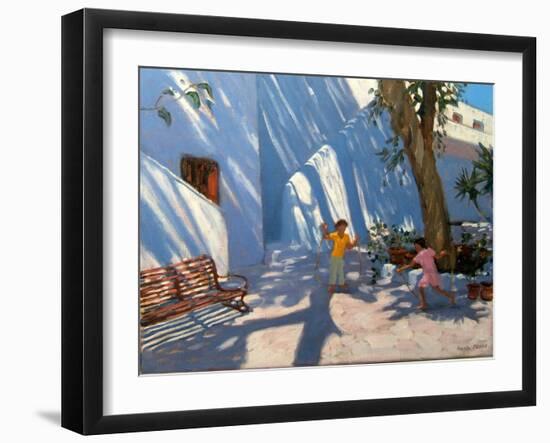 Two Girls Skipping, Mykonos-Andrew Macara-Framed Giclee Print