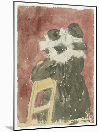 Two Girls Standing in Church (Pencil with W/C on Paper)-Gwen John-Mounted Giclee Print