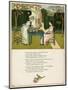 Two Girls Taking Tea on the Lawn-Kate Greenaway-Mounted Art Print