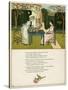 Two Girls Taking Tea on the Lawn-Kate Greenaway-Stretched Canvas