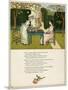 Two Girls Taking Tea on the Lawn-Kate Greenaway-Mounted Art Print