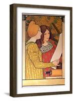 Two Girls with a Printing Press-Paul Berthon-Framed Giclee Print