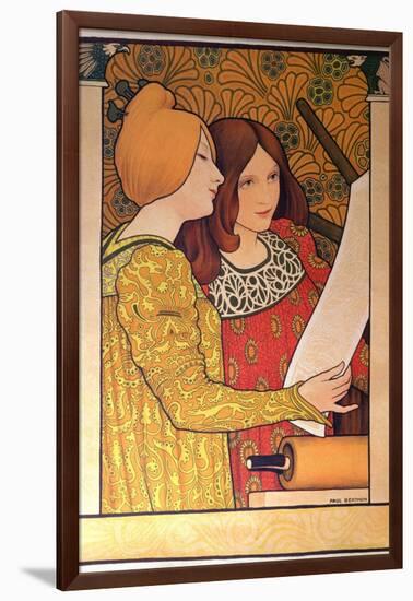 Two Girls with a Printing Press-Paul Berthon-Framed Giclee Print