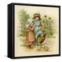Two Girls with their Chickens-null-Framed Stretched Canvas