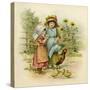 Two Girls with their Chickens-null-Stretched Canvas