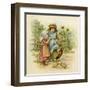 Two Girls with their Chickens-null-Framed Art Print