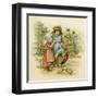 Two Girls with their Chickens-null-Framed Art Print