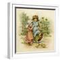 Two Girls with their Chickens-null-Framed Art Print