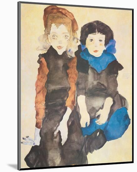 Two Girls-Egon Schiele-Mounted Premium Giclee Print