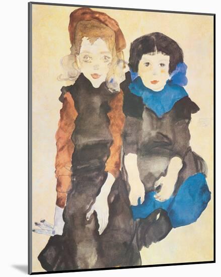 Two Girls-Egon Schiele-Mounted Premium Giclee Print