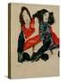 Two Girls-Egon Schiele-Stretched Canvas