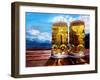 Two Glasses of Beer with Mountains-Markus Bleichner-Framed Art Print