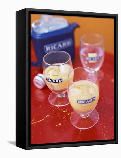 Two Glasses of Pernod with Ice and Jug of Ice Cubes-Peter Medilek-Framed Stretched Canvas