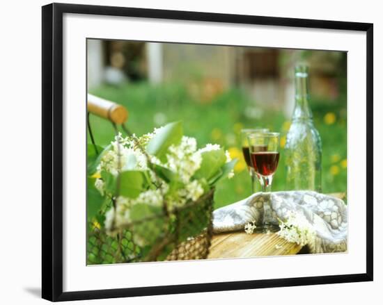 Two Glasses of Red Wine in Springtime Garden-Christine Gillé-Framed Photographic Print