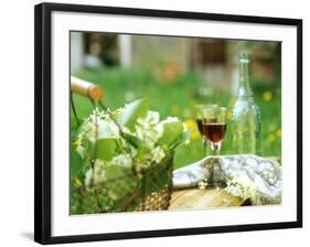 Two Glasses of Red Wine in Springtime Garden-Christine Gillé-Framed Photographic Print