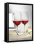 Two Glasses of Red Wine on Festive Table-Alexander Feig-Framed Stretched Canvas