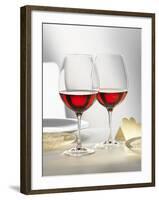 Two Glasses of Red Wine on Festive Table-Alexander Feig-Framed Photographic Print