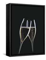 Two Glasses of Sparkling Wine Being Clinked Together-null-Framed Stretched Canvas