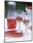 Two Glasses of Strawberry Wine on a Table in the Garden-Alena Hrbkova-Mounted Photographic Print