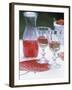 Two Glasses of Strawberry Wine on a Table in the Garden-Alena Hrbkova-Framed Photographic Print