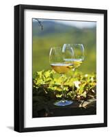 Two Glasses of White Wine Against the Friaul Landscape of Italy-Herbert Lehmann-Framed Photographic Print