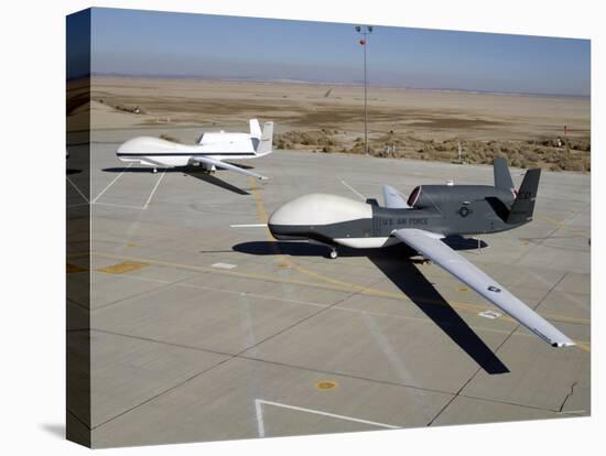 Two Global Hawks Parked on a Ramp-Stocktrek Images-Stretched Canvas